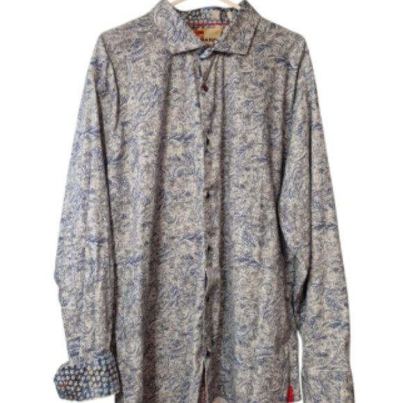 Sloane Blue Deconstructed Paisley Button-Up Shirt Men's Size 2XL - Picture 11 of 12